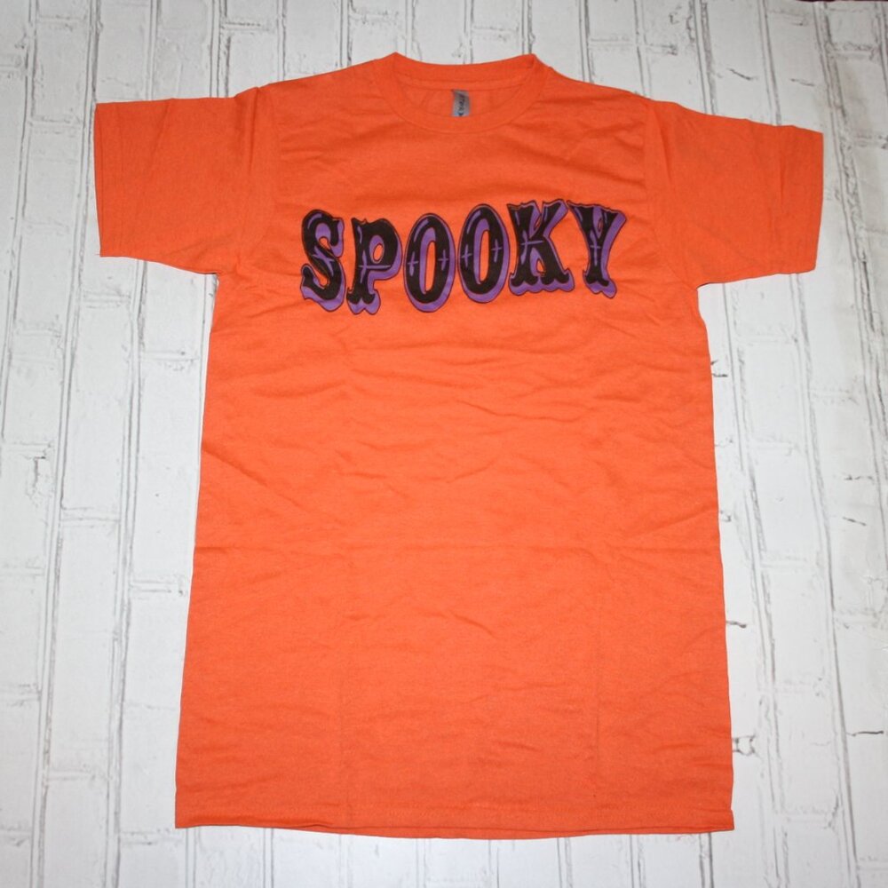 Men's Orange and Purple Spooky T-shirt Size Small NWOT